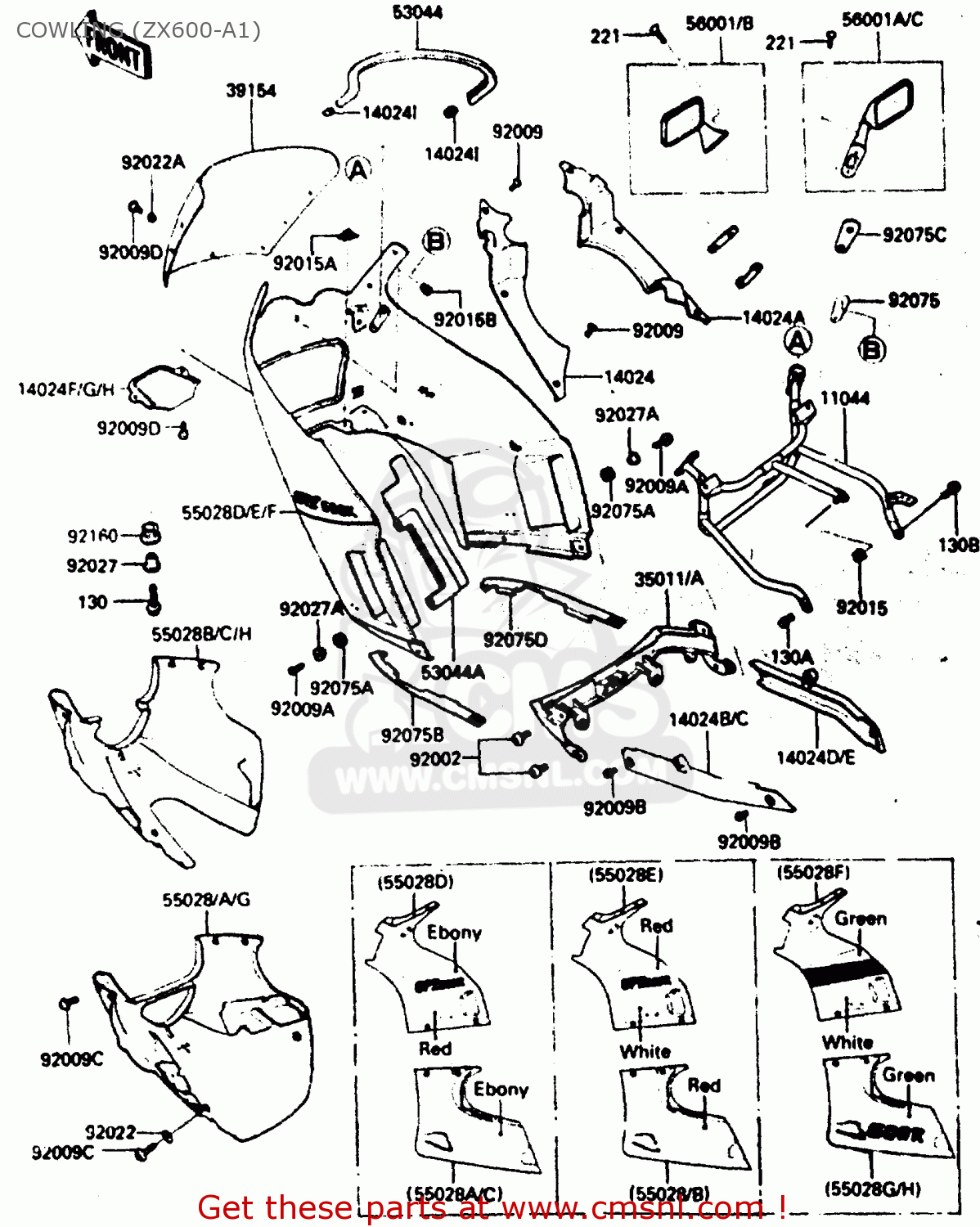 COWLING (ZX600-A1) ZX600A1 1985 EUROPE UK FR GR IT NR SD