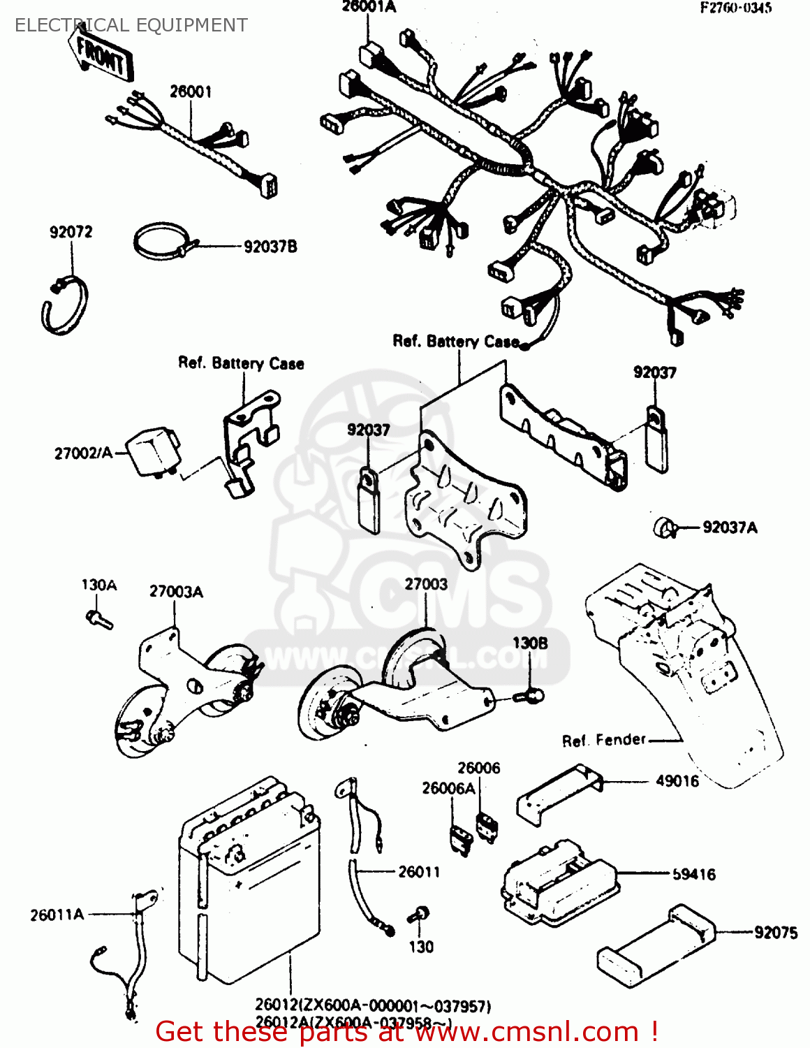 ELECTRICAL EQUIPMENT ZX600A1 1985 EUROPE UK FR GR IT NR SD
