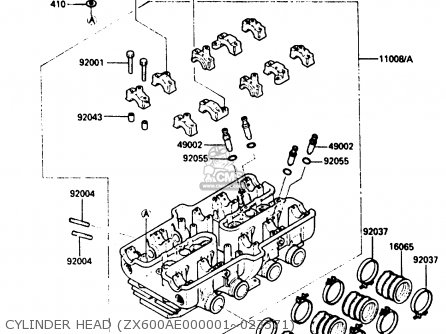 CYLINDER HEAD (ZX600AE000001~023371) - ZX600A1 1985 EUROPE UK FR GR IT NR SD
