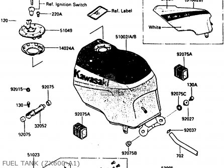 FUEL TANK (ZX600-A1) - ZX600A1 1985 EUROPE UK FR GR IT NR SD