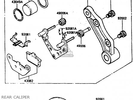 REAR CALIPER - ZX600A1 1985 EUROPE UK FR GR IT NR SD
