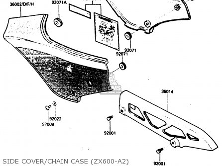 SIDE COVER/CHAIN CASE (ZX600-A2) - ZX600A1 1985 EUROPE UK FR GR IT NR SD