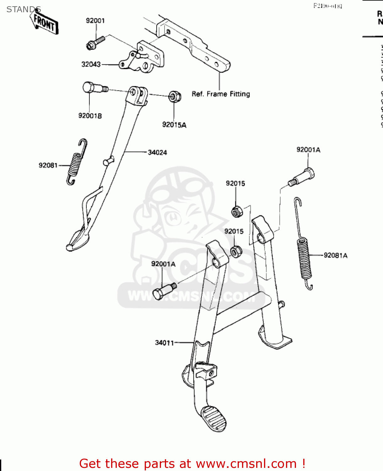 STANDS ZX600A1 NINJA 600 1985 USA CALIFORNIA CANADA