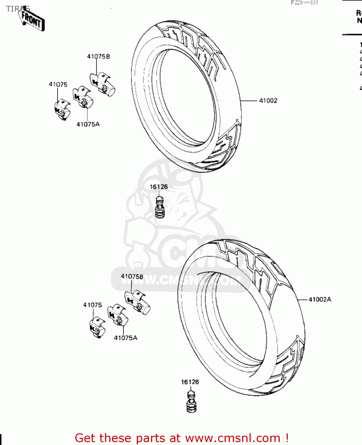 TIRES ZX600A1 NINJA 600 1985 USA CALIFORNIA CANADA