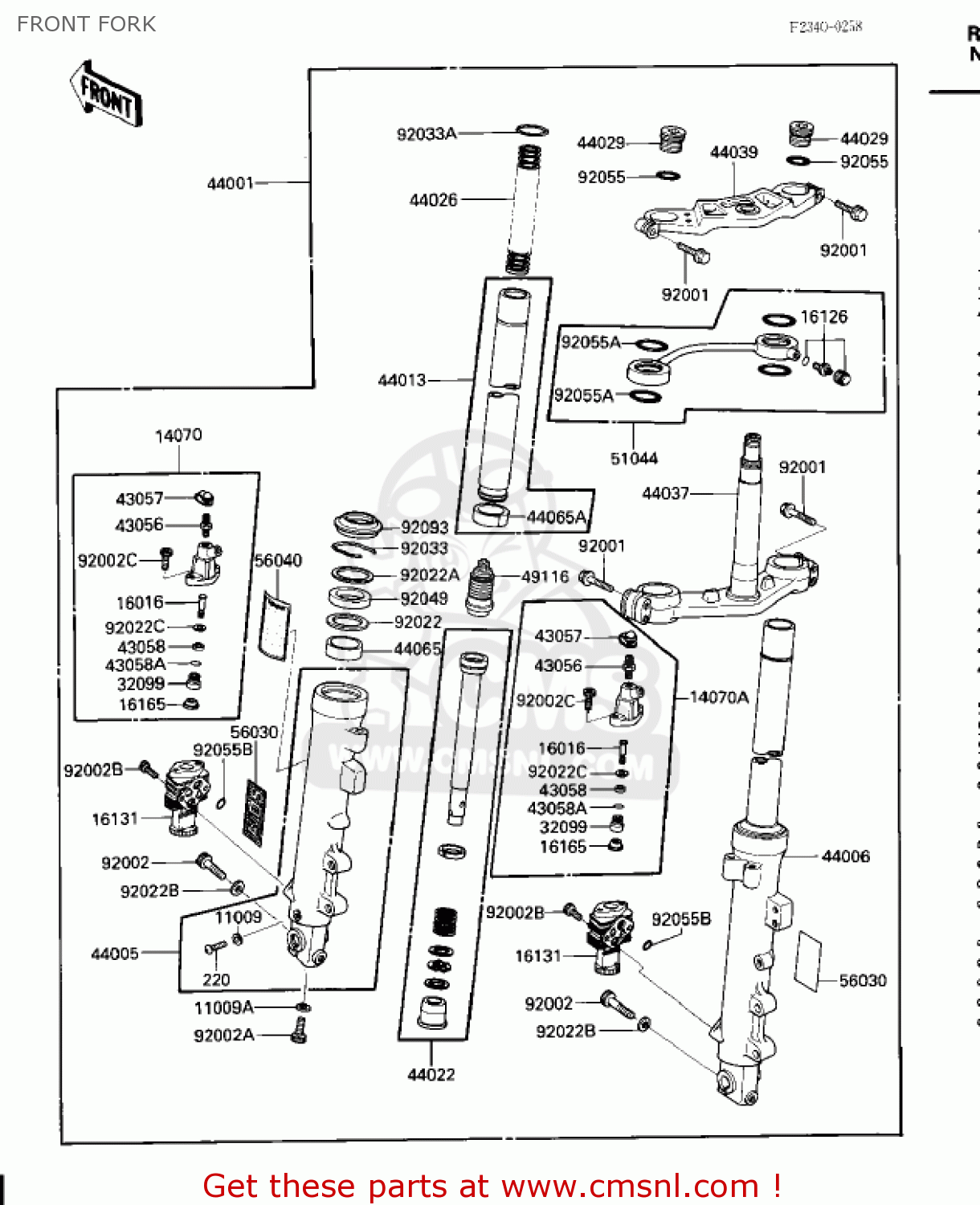 FRONT FORK ZX600A1 NINJA 600 1985 USA CALIFORNIA CANADA