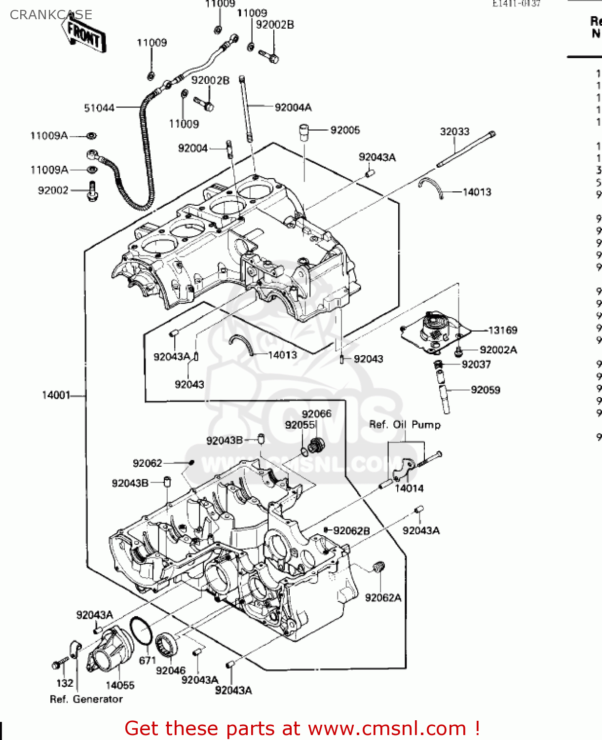 CRANKCASE ZX600A1 NINJA 600 1985 USA CALIFORNIA CANADA