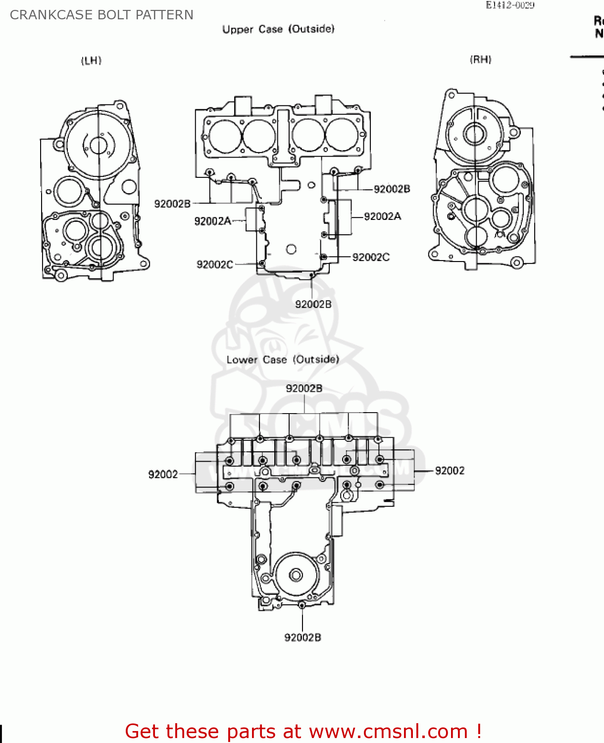CRANKCASE BOLT PATTERN ZX600A1 NINJA 600 1985 USA CALIFORNIA CANADA