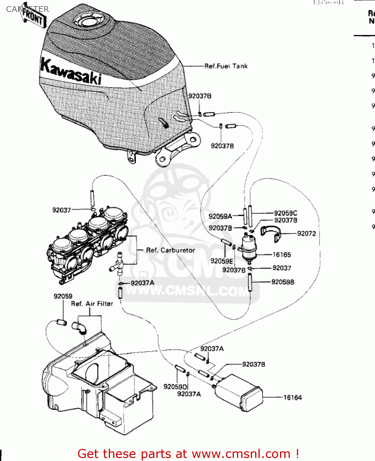 CANISTER ZX600A1 NINJA 600 1985 USA CALIFORNIA CANADA