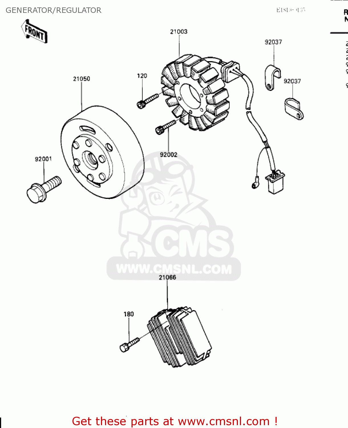 GENERATOR/REGULATOR ZX600A1 NINJA 600 1985 USA CALIFORNIA CANADA