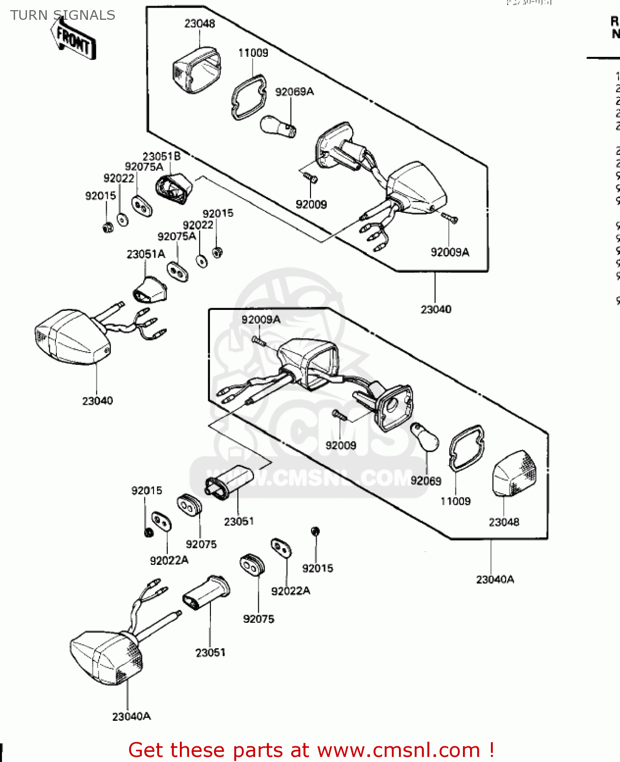 TURN SIGNALS ZX600A1 NINJA 600 1985 USA CALIFORNIA CANADA