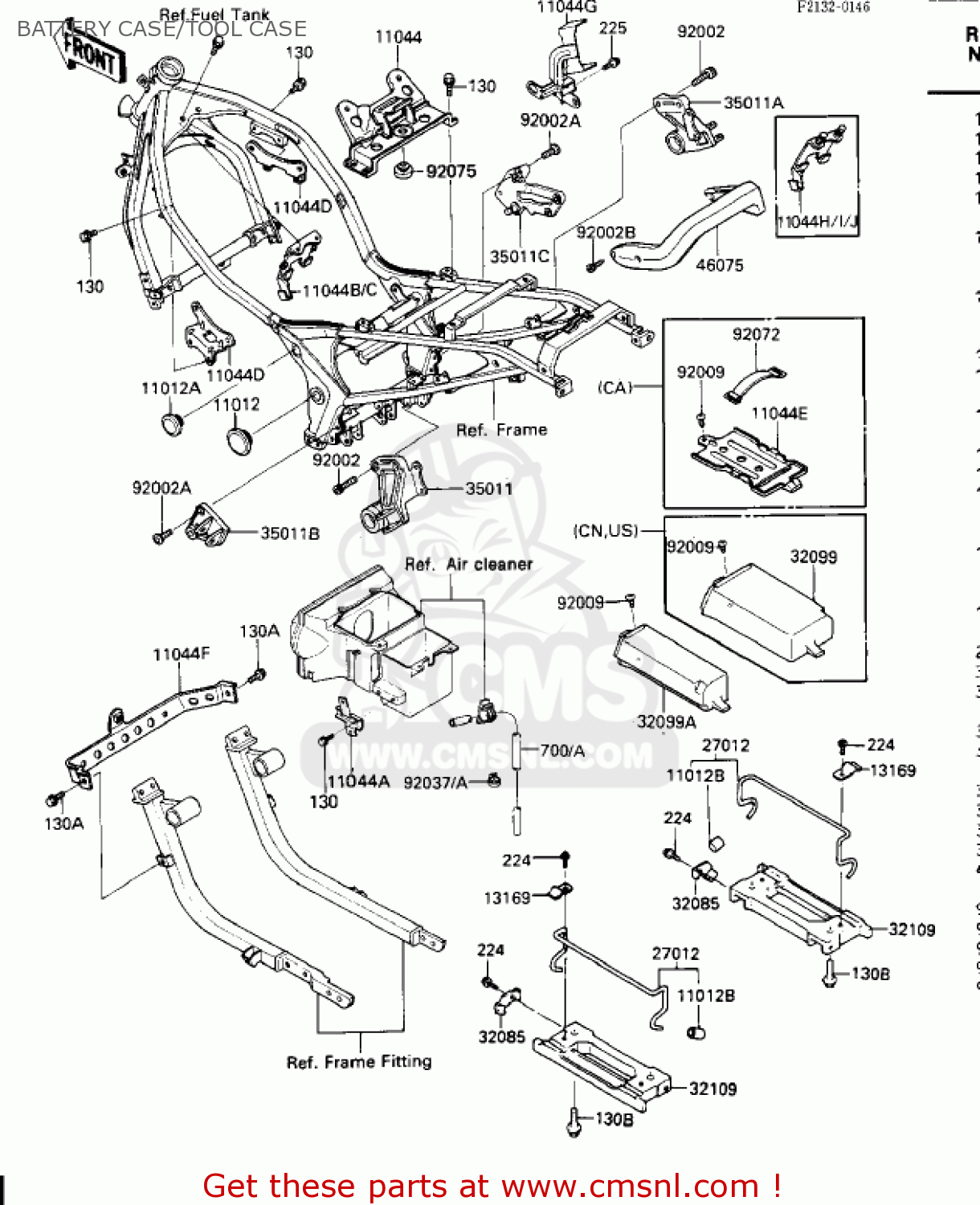 BATTERY CASE/TOOL CASE ZX600A1 NINJA 600 1985 USA CALIFORNIA CANADA