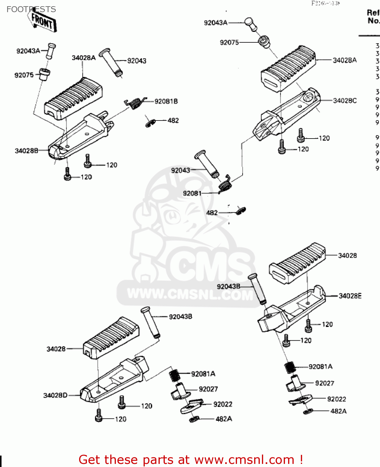 FOOTRESTS ZX600A1 NINJA 600 1985 USA CALIFORNIA CANADA
