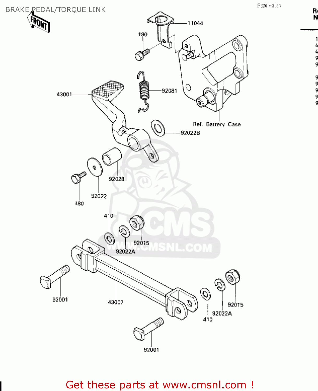 BRAKE PEDAL/TORQUE LINK ZX600A1 NINJA 600 1985 USA CALIFORNIA CANADA