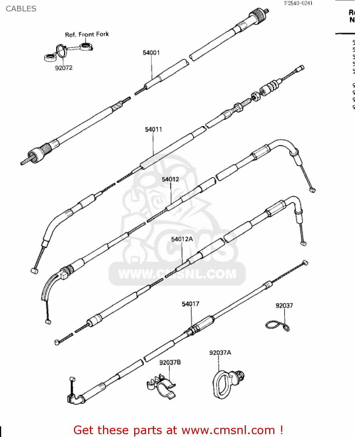CABLES ZX600A1 NINJA 600 1985 USA CALIFORNIA CANADA