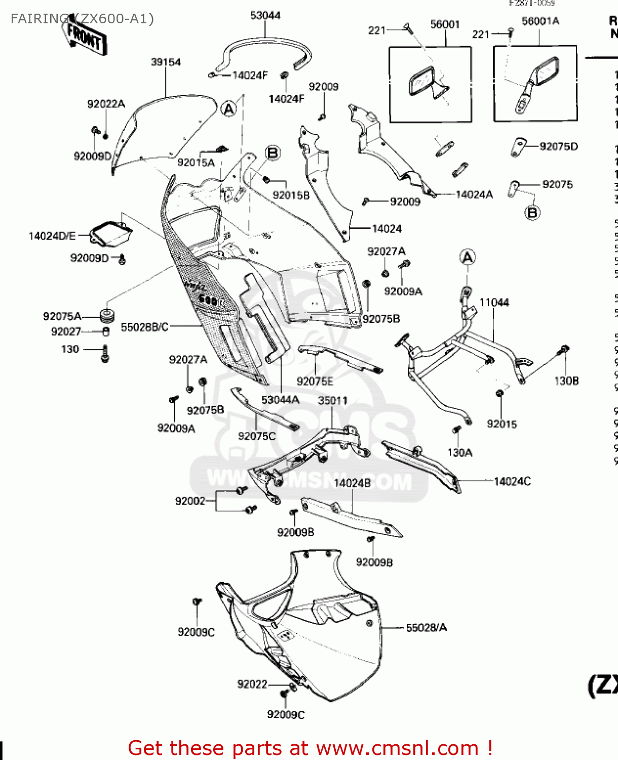 FAIRING (ZX600-A1) ZX600A1 NINJA 600 1985 USA CALIFORNIA CANADA