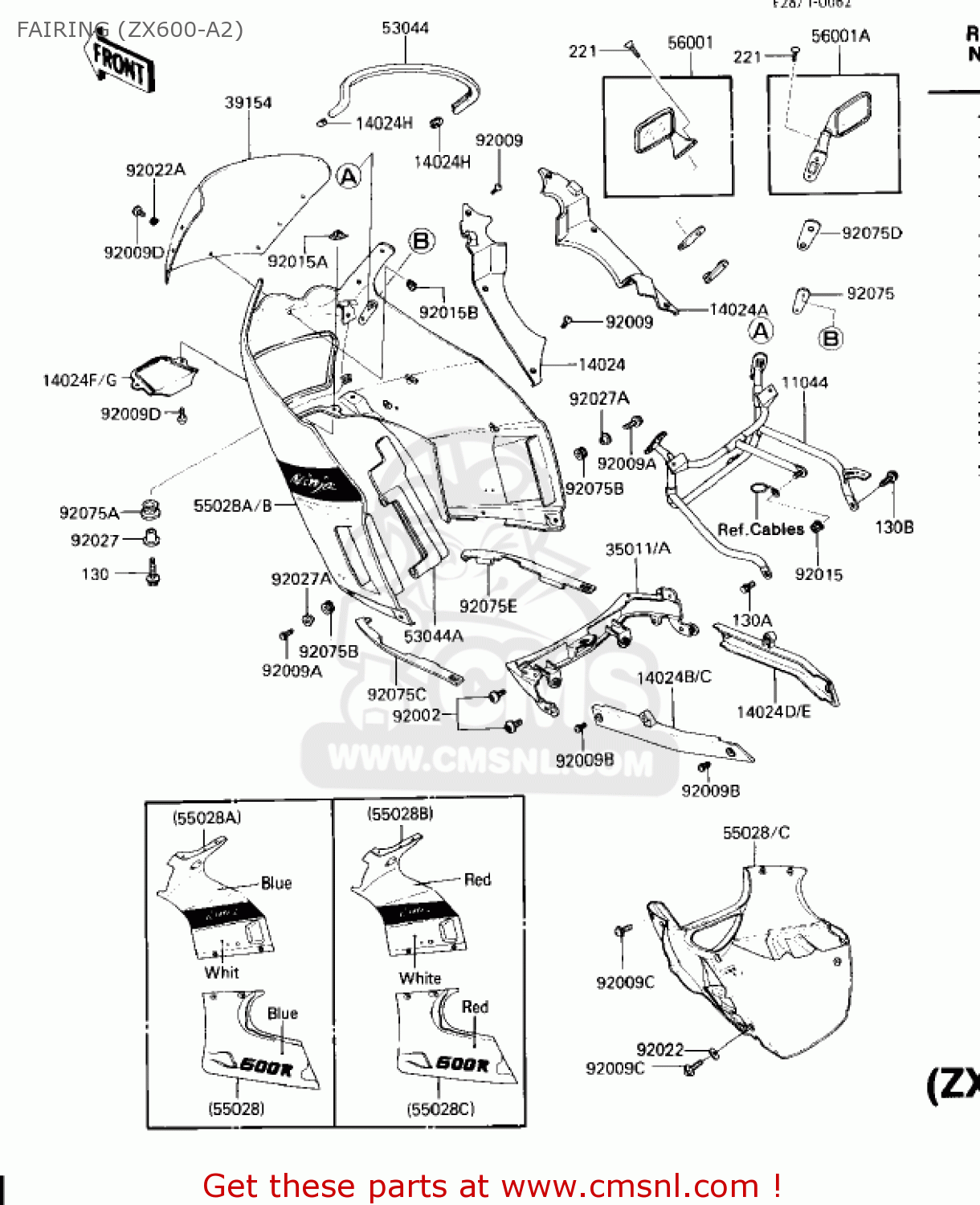 FAIRING (ZX600-A2) ZX600A1 NINJA 600 1985 USA CALIFORNIA CANADA