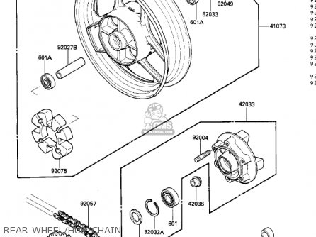 REAR WHEEL/HUB/CHAIN - ZX600A1 NINJA 600 1985 USA CALIFORNIA CANADA