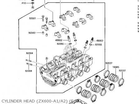 CYLINDER HEAD (ZX600-A1/A2) (E/N - ZX600A1 NINJA 600 1985 USA CALIFORNIA CANADA