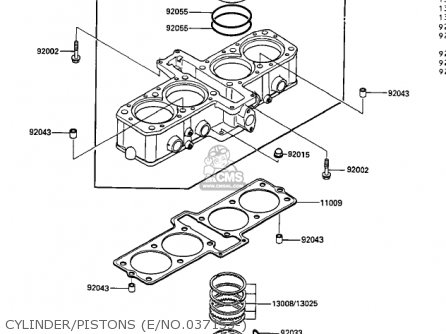 CYLINDER/PISTONS (E/NO.037153-) - ZX600A1 NINJA 600 1985 USA CALIFORNIA CANADA