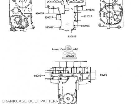 CRANKCASE BOLT PATTERN - ZX600A1 NINJA 600 1985 USA CALIFORNIA CANADA