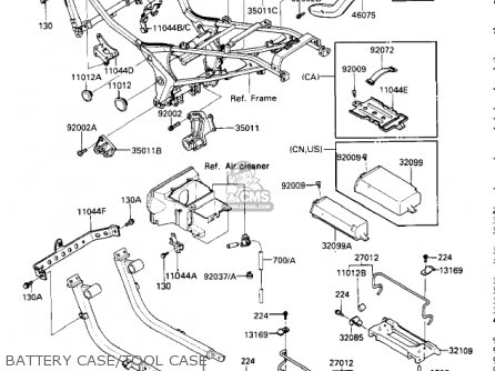 BATTERY CASE/TOOL CASE - ZX600A1 NINJA 600 1985 USA CALIFORNIA CANADA
