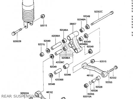 REAR SUSPENSION - ZX600A1 NINJA 600 1985 USA CALIFORNIA CANADA