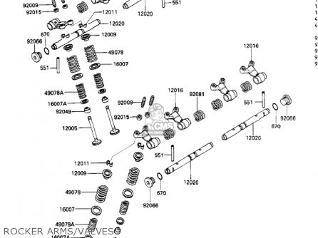 ROCKER ARMS/VALVES - ZX600A1 NINJA 600 1985 USA CALIFORNIA CANADA