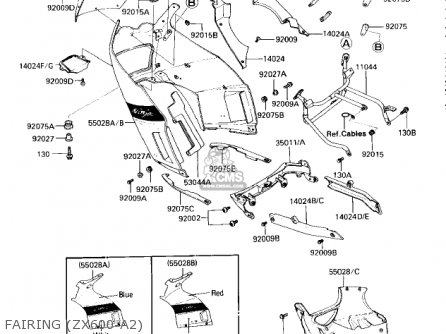 FAIRING (ZX600-A2) - ZX600A1 NINJA 600 1985 USA CALIFORNIA CANADA