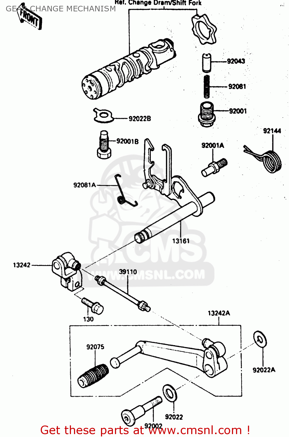 GEAR CHANGE MECHANISM ZX600A2 1986 EUROPE UK FR GR IT NR SD