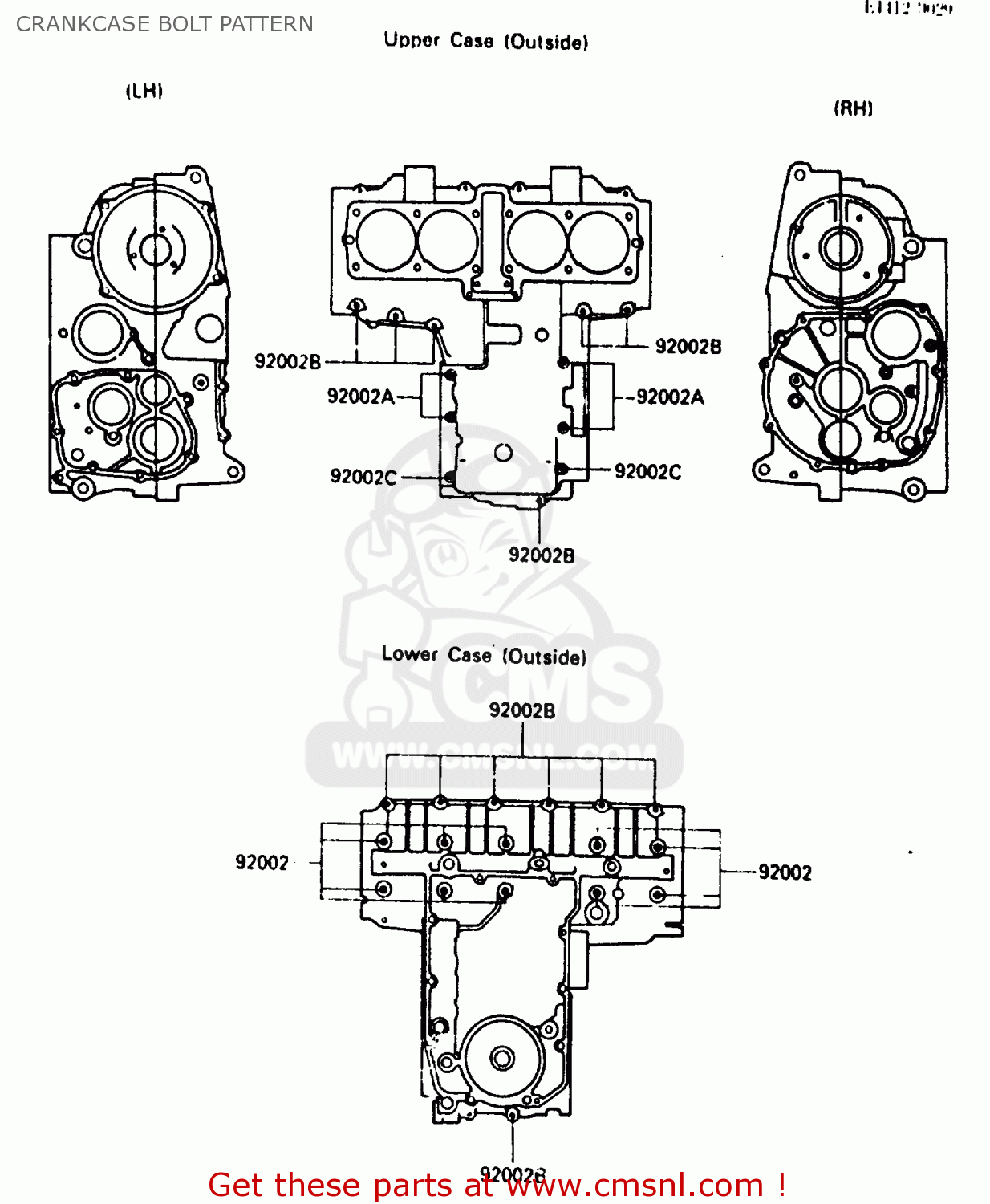CRANKCASE BOLT PATTERN ZX600A2 1986 EUROPE UK FR GR IT NR SD