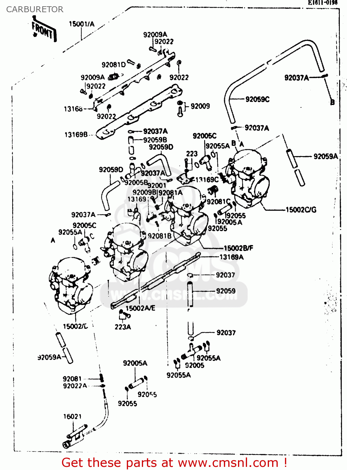 CARBURETOR ZX600A2 1986 EUROPE UK FR GR IT NR SD