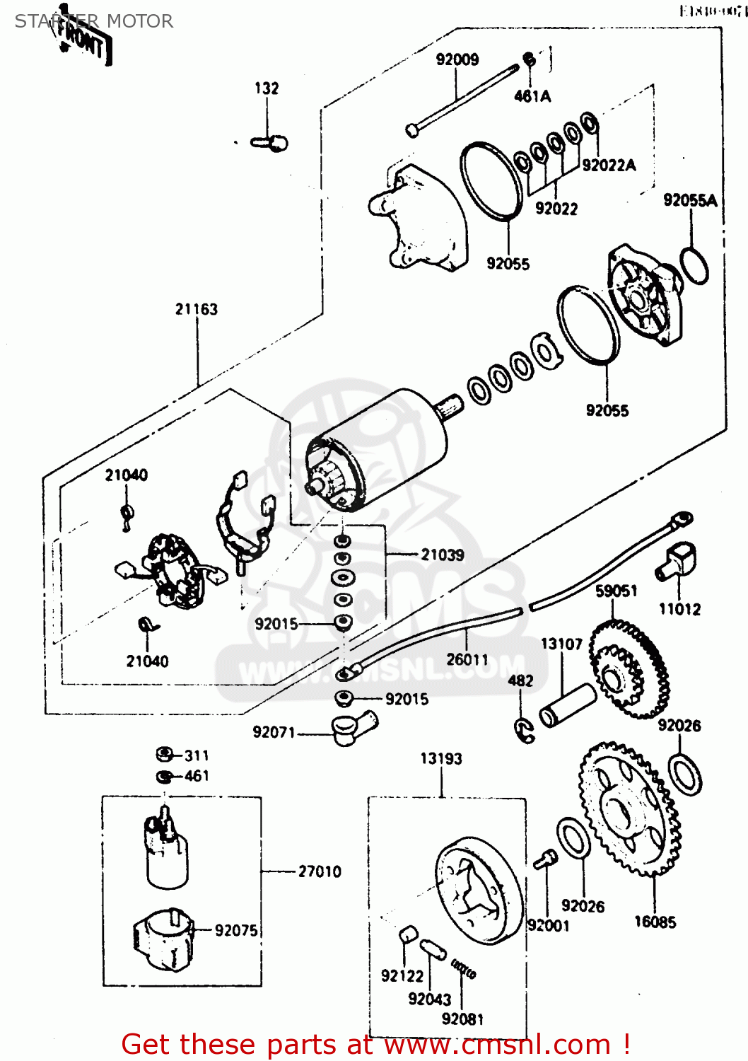 STARTER MOTOR ZX600A2 1986 EUROPE UK FR GR IT NR SD