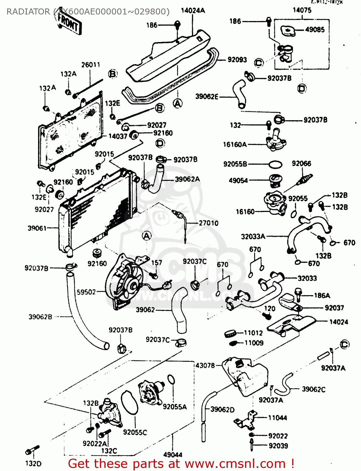 RADIATOR (ZX600AE000001~029800) ZX600A2 1986 EUROPE UK FR GR IT NR SD