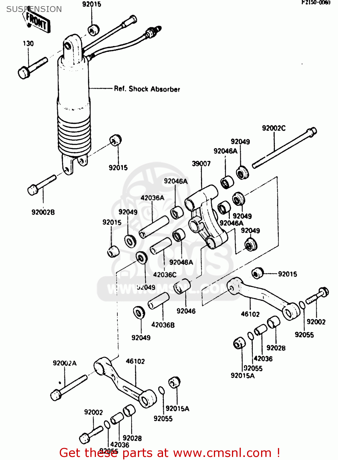 SUSPENSION ZX600A2 1986 EUROPE UK FR GR IT NR SD
