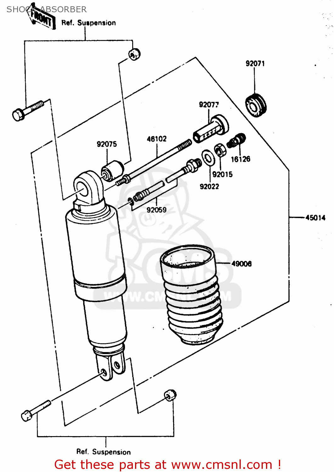 SHOCK ABSORBER ZX600A2 1986 EUROPE UK FR GR IT NR SD