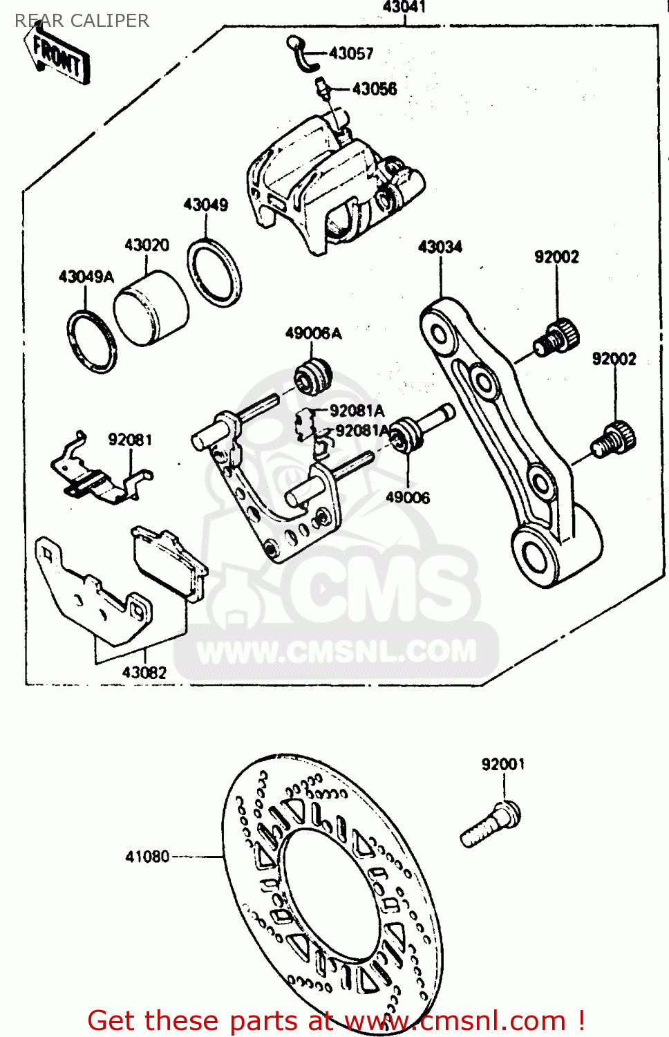 REAR CALIPER ZX600A2 1986 EUROPE UK FR GR IT NR SD