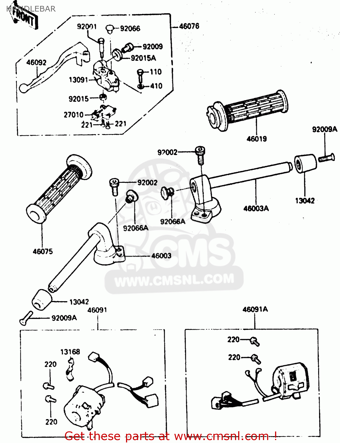 HANDLEBAR ZX600A2 1986 EUROPE UK FR GR IT NR SD