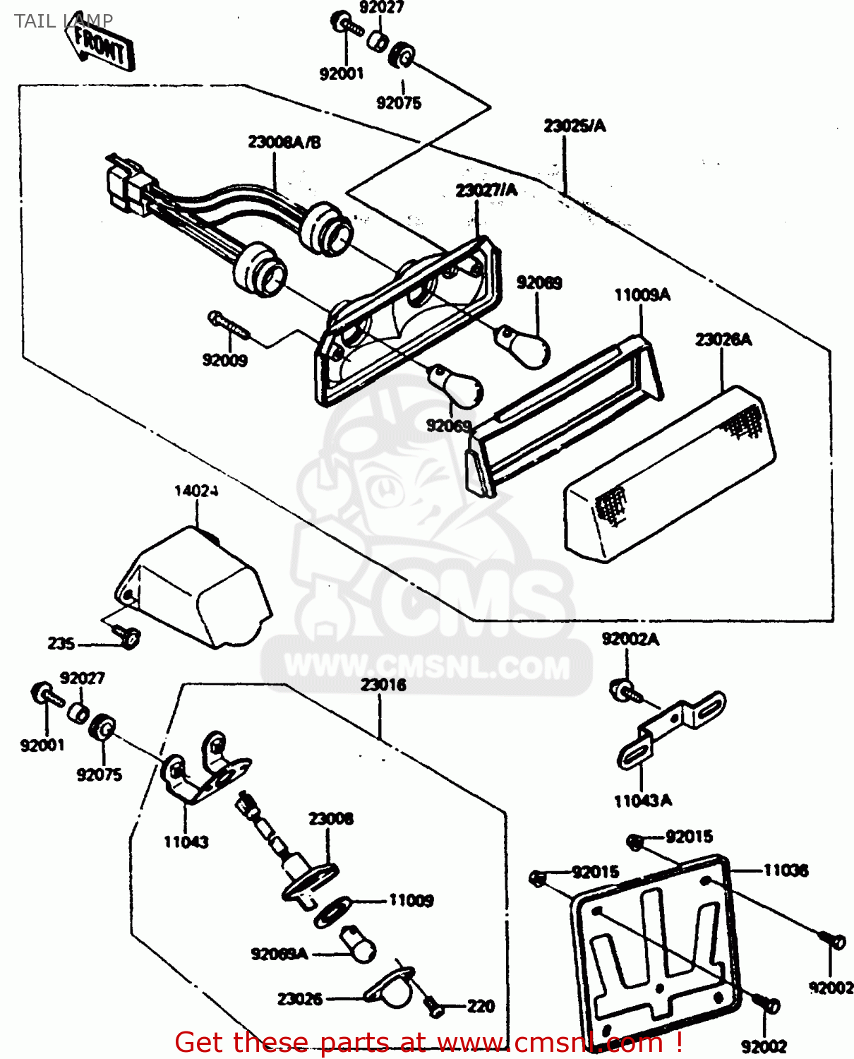 TAIL LAMP ZX600A2 1986 EUROPE UK FR GR IT NR SD
