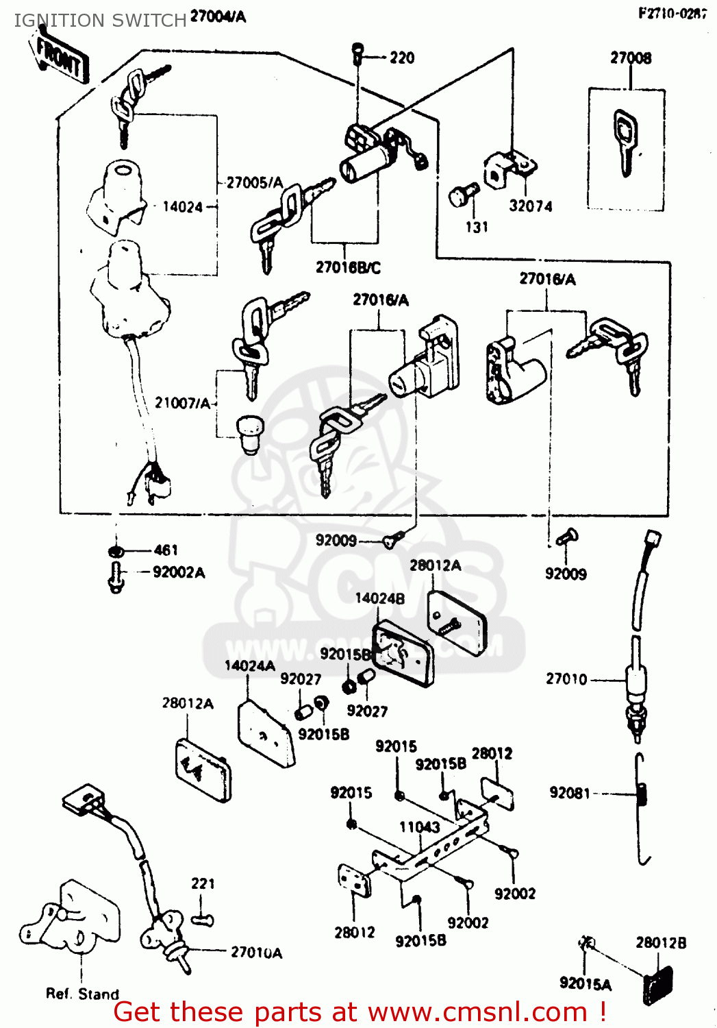 IGNITION SWITCH ZX600A2 1986 EUROPE UK FR GR IT NR SD