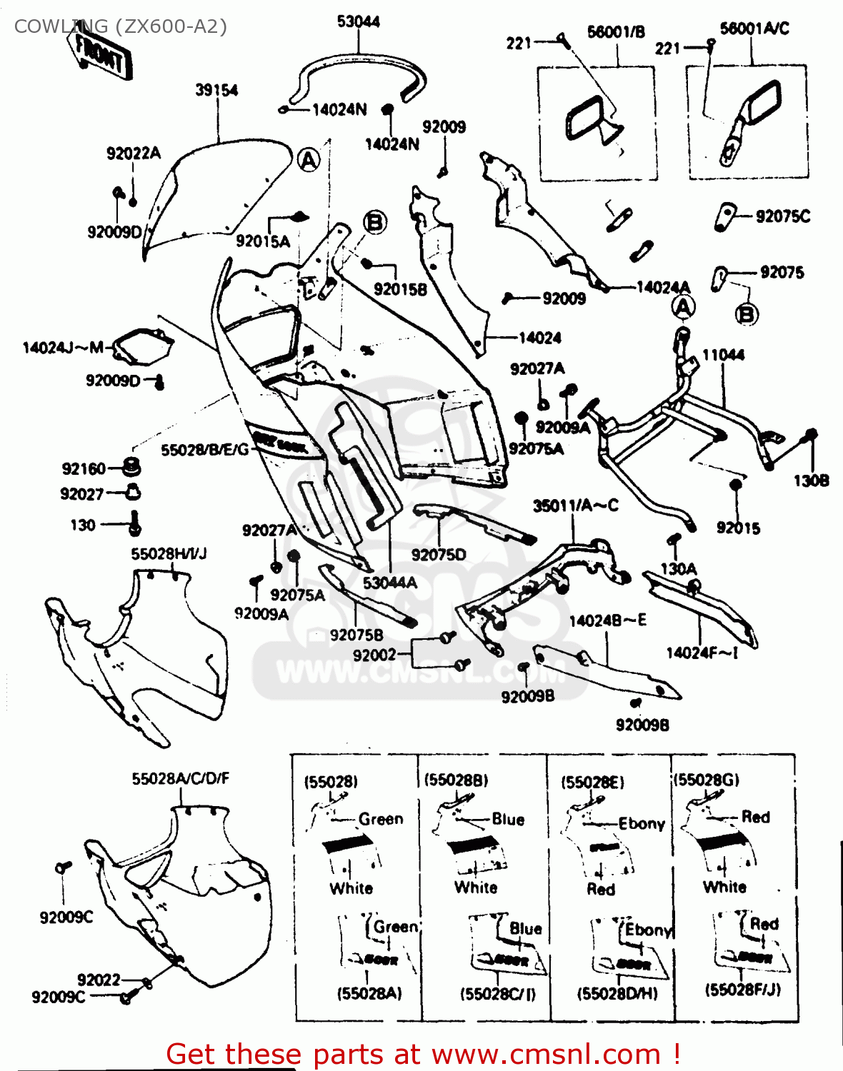 COWLING (ZX600-A2) ZX600A2 1986 EUROPE UK FR GR IT NR SD