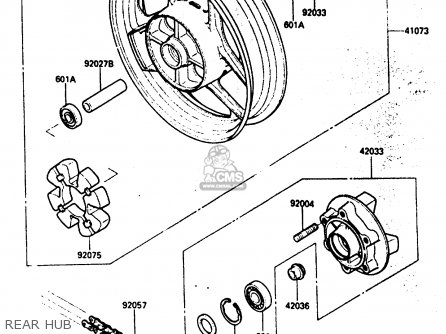 REAR HUB - ZX600A2 1986 EUROPE UK FR GR IT NR SD