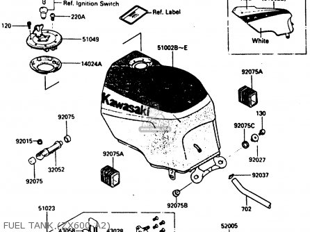 FUEL TANK (ZX600-A2) - ZX600A2 1986 EUROPE UK FR GR IT NR SD