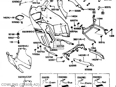 COWLING (ZX600-A2) - ZX600A2 1986 EUROPE UK FR GR IT NR SD