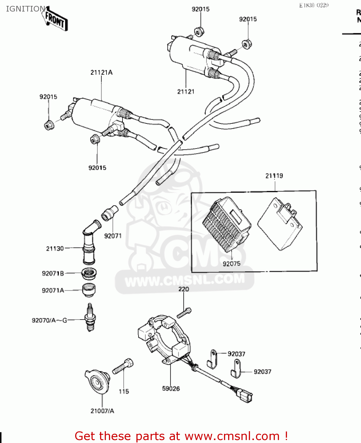 Kawasaki ZX600A2 NINJA 600 1986 USA CALIFORNIA CANADA IGNITION 