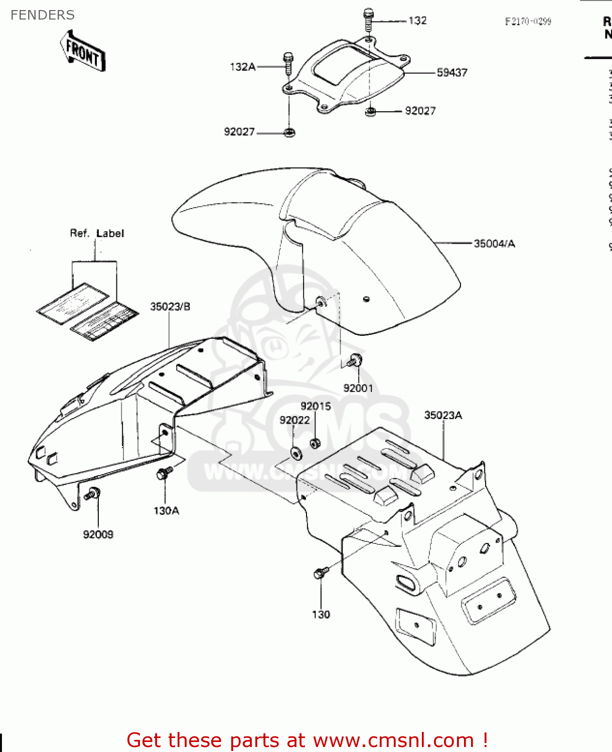 FENDERS ZX600A2 NINJA 600 1986 USA CALIFORNIA CANADA
