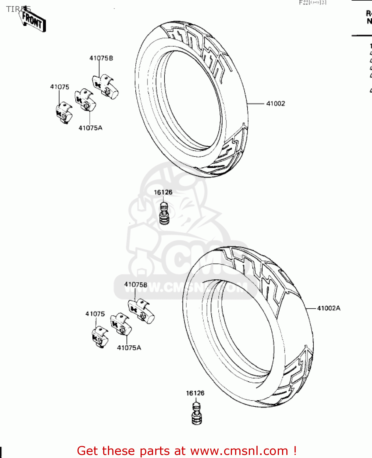 TIRES ZX600A2 NINJA 600 1986 USA CALIFORNIA CANADA