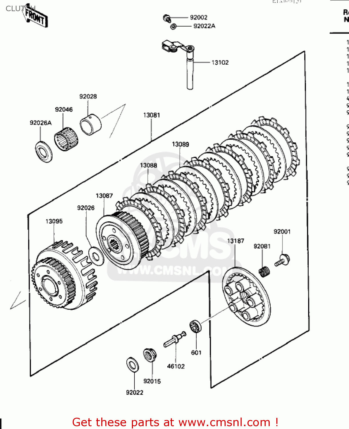 CLUTCH ZX600A2 NINJA 600 1986 USA CALIFORNIA CANADA