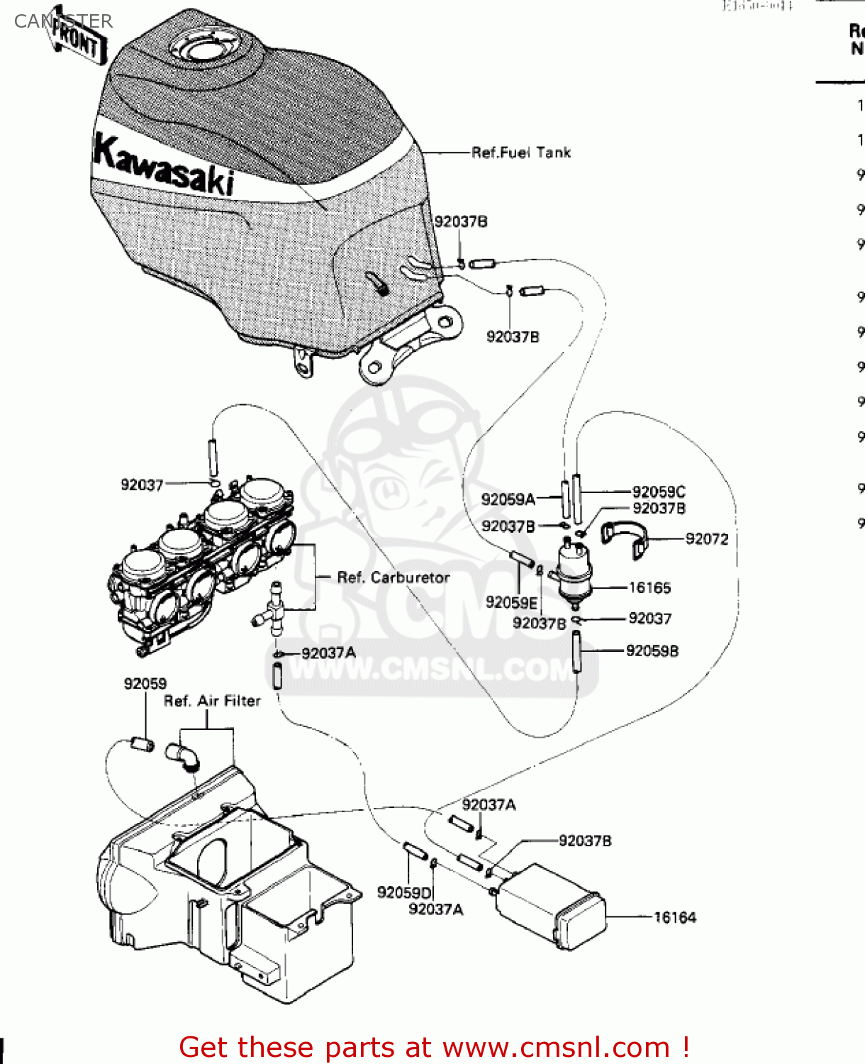 CANISTER ZX600A2 NINJA 600 1986 USA CALIFORNIA CANADA