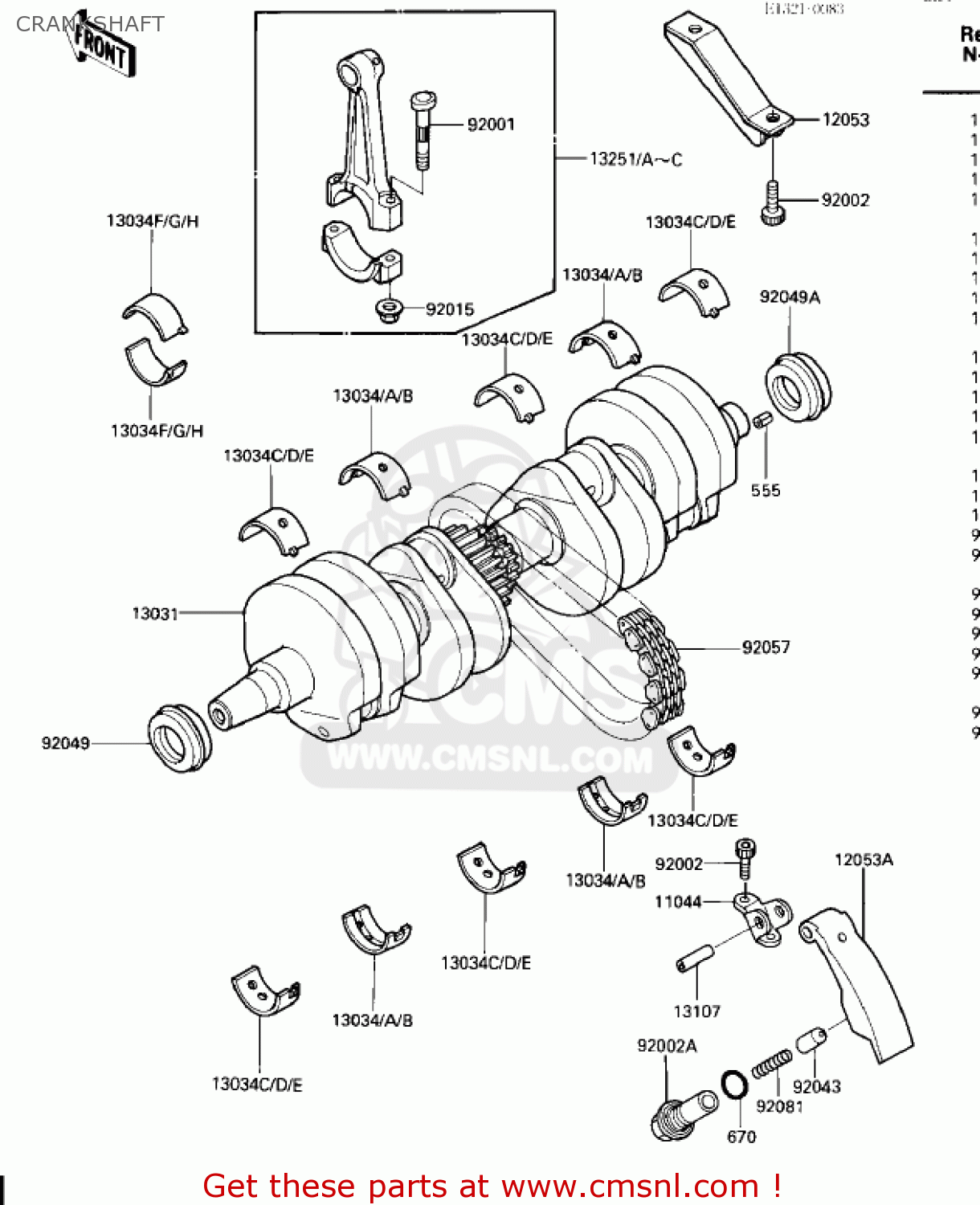 CRANKSHAFT ZX600A2 NINJA 600 1986 USA CALIFORNIA CANADA