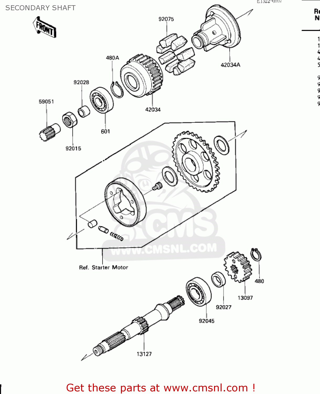 SECONDARY SHAFT ZX600A2 NINJA 600 1986 USA CALIFORNIA CANADA